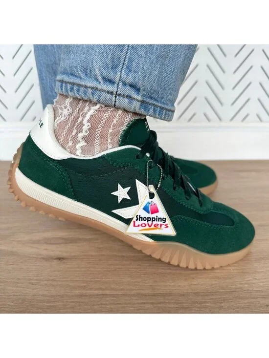 ⭐Converse Run Star Trainer Ox 7.5 Women Shoes Suede Green Casual Sneaker A13359C - Picture 2 of 15